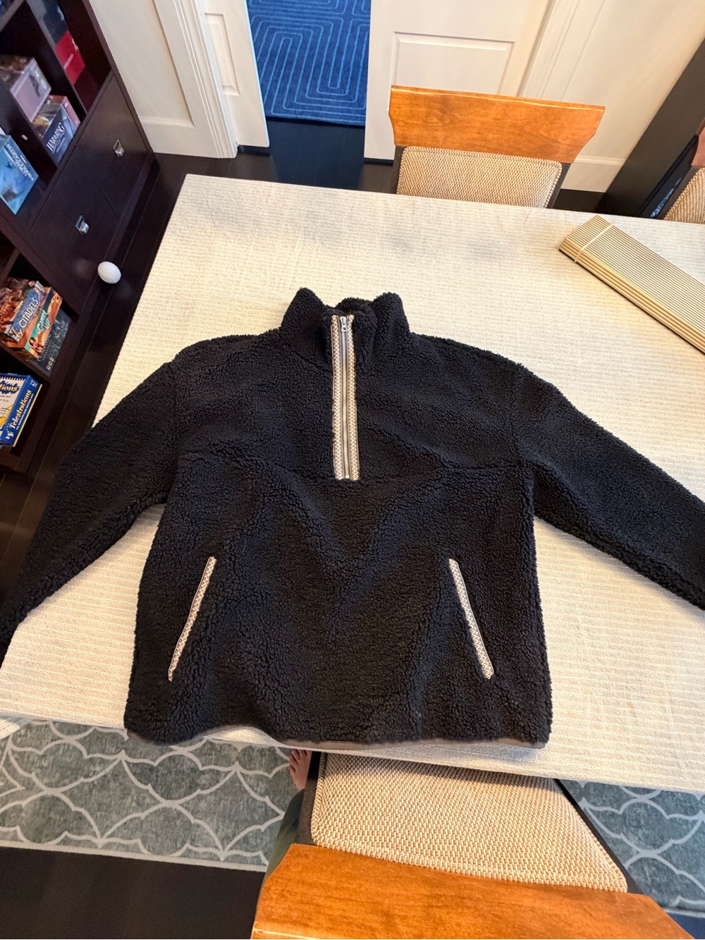 Ugg Men's Black Sherpa Quarter-Zip Pullover Sweater